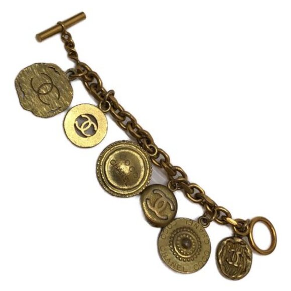 Authentic Chanel Coco CC Logo 24K Vintage Bracelet Chain Clasp Gold Plated - Picture 2 of 5